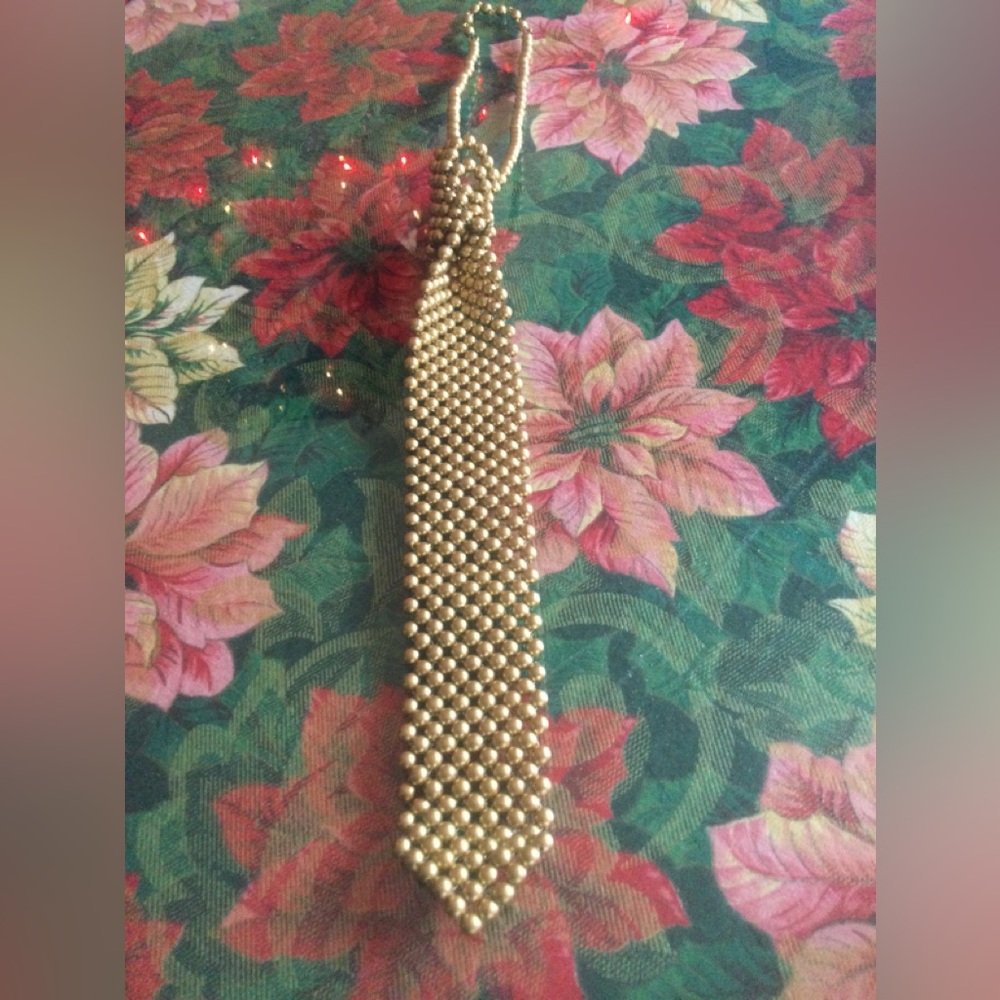 Vintage gold color beaded tie